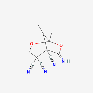 molecular formula C11H10N4O2 B4302306 6-imino-1,8-dimethyl-2,7-dioxabicyclo[3.2.1]octane-4,4,5-tricarbonitrile 