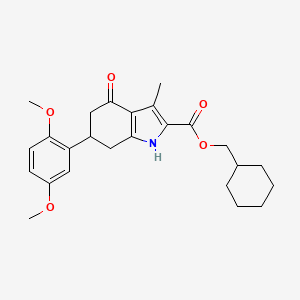 molecular formula C25H31NO5 B4302308 cyclohexylmethyl 6-(2,5-dimethoxyphenyl)-3-methyl-4-oxo-4,5,6,7-tetrahydro-1H-indole-2-carboxylate 