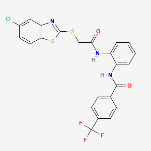N-[2-({[(5-chloro-1,3-benzothiazol-2-yl)thio]acetyl}amino)phenyl]-4-(trifluoromethyl)benzamide