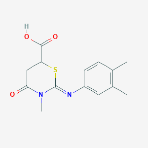 molecular formula C14H16N2O3S B430233 2-(3,4-Dimethyl-phenylimino)-3-methyl-4-oxo-[1,3]thiazinane-6-carboxylic acid CAS No. 448905-66-6