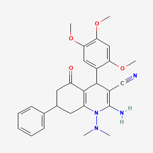 molecular formula C27H30N4O4 B4302331 2-amino-1-(dimethylamino)-5-oxo-7-phenyl-4-(2,4,5-trimethoxyphenyl)-1,4,5,6,7,8-hexahydroquinoline-3-carbonitrile 