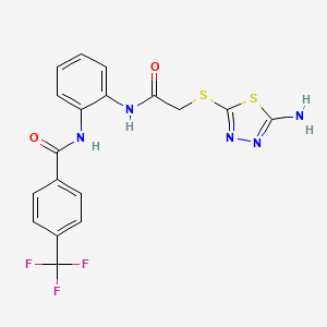 molecular formula C18H14F3N5O2S2 B4302360 N-[2-({[(5-amino-1,3,4-thiadiazol-2-yl)thio]acetyl}amino)phenyl]-4-(trifluoromethyl)benzamide 