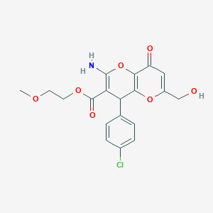 2-methoxyethyl 2-amino-4-(4-chlorophenyl)-6-(hydroxymethyl)-8-oxo-4,8-dihydropyrano[3,2-b]pyran-3-carboxylate