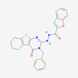 N'-(3-benzyl-4-oxo-5,6,7,8-tetrahydro-[1]benzothiolo[2,3-d]pyrimidin-2-yl)-1-benzofuran-2-carbohydrazide