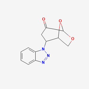 molecular formula C12H11N3O3 B4302382 2-(1H-1,2,3-benzotriazol-1-yl)-6,8-dioxabicyclo[3.2.1]octan-4-one 