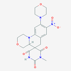 molecular formula C20H23N5O7 B4302390 1'-methyl-9-morpholin-4-yl-8-nitro-1,2,4,4a-tetrahydro-2'H,6H-spiro[1,4-oxazino[4,3-a]quinoline-5,5'-pyrimidine]-2',4',6'(1'H,3'H)-trione 