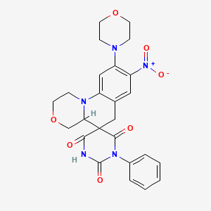 molecular formula C25H25N5O7 B4302395 9-morpholin-4-yl-8-nitro-1'-phenyl-1,2,4,4a-tetrahydro-2'H,6H-spiro[1,4-oxazino[4,3-a]quinoline-5,5'-pyrimidine]-2',4',6'(1'H,3'H)-trione 
