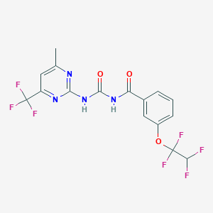 molecular formula C16H11F7N4O3 B4302469 N-({[4-methyl-6-(trifluoromethyl)pyrimidin-2-yl]amino}carbonyl)-3-(1,1,2,2-tetrafluoroethoxy)benzamide 