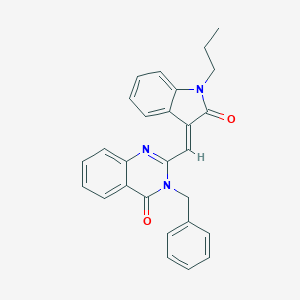 molecular formula C27H23N3O2 B430248 3-benzyl-2-[(2-oxo-1-propyl-1,2-dihydro-3H-indol-3-ylidene)methyl]-4(3H)-quinazolinone CAS No. 362505-48-4