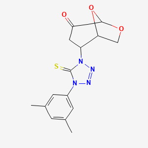 molecular formula C15H16N4O3S B4302492 2-[4-(3,5-dimethylphenyl)-5-thioxo-4,5-dihydro-1H-tetrazol-1-yl]-6,8-dioxabicyclo[3.2.1]octan-4-one 