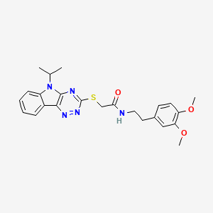molecular formula C24H27N5O3S B4302508 N-[2-(3,4-dimethoxyphenyl)ethyl]-2-[(5-isopropyl-5H-[1,2,4]triazino[5,6-b]indol-3-yl)thio]acetamide 