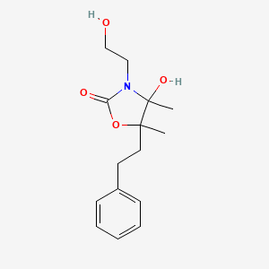 molecular formula C15H21NO4 B4302519 4-hydroxy-3-(2-hydroxyethyl)-4,5-dimethyl-5-(2-phenylethyl)-1,3-oxazolidin-2-one 