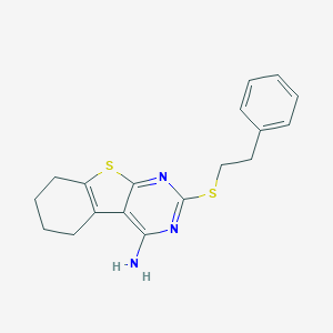 molecular formula C18H19N3S2 B430252 2-苯乙硫基-5,6,7,8-四氢苯并[4,5]噻吩并[2,3-d]嘧啶-4-胺 