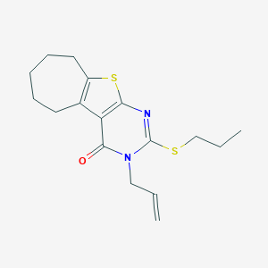molecular formula C17H22N2OS2 B430253 3-allyl-2-(propylsulfanyl)-3,5,6,7,8,9-hexahydro-4H-cyclohepta[4,5]thieno[2,3-d]pyrimidin-4-one 