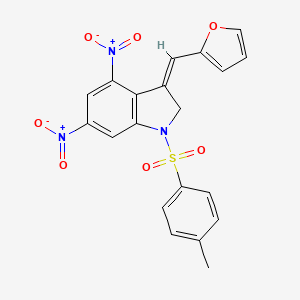 molecular formula C20H15N3O7S B4302532 3-(2-furylmethylene)-1-[(4-methylphenyl)sulfonyl]-4,6-dinitroindoline 
