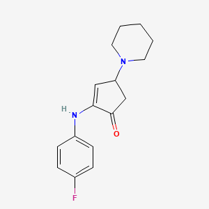 molecular formula C16H19FN2O B4302534 2-[(4-fluorophenyl)amino]-4-piperidin-1-ylcyclopent-2-en-1-one 