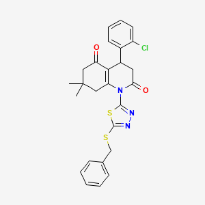 molecular formula C26H24ClN3O2S2 B4302554 1-[5-(benzylthio)-1,3,4-thiadiazol-2-yl]-4-(2-chlorophenyl)-7,7-dimethyl-4,6,7,8-tetrahydroquinoline-2,5(1H,3H)-dione 