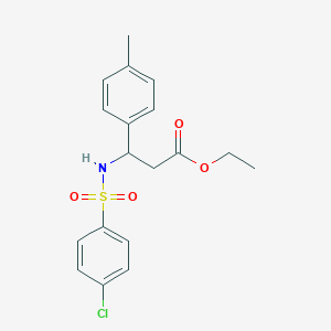 molecular formula C18H20ClNO4S B4302555 ethyl 3-{[(4-chlorophenyl)sulfonyl]amino}-3-(4-methylphenyl)propanoate 