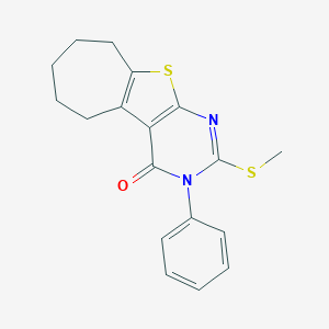 molecular formula C18H18N2OS2 B430257 2-(methylsulfanyl)-3-phenyl-3,5,6,7,8,9-hexahydro-4H-cyclohepta[4,5]thieno[2,3-d]pyrimidin-4-one 