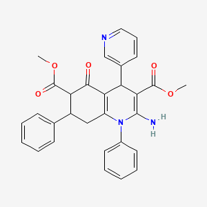 molecular formula C30H27N3O5 B4302595 dimethyl 2-amino-5-oxo-1,7-diphenyl-4-pyridin-3-yl-1,4,5,6,7,8-hexahydroquinoline-3,6-dicarboxylate 
