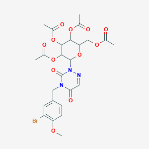 molecular formula C25H28BrN3O12 B430271 3,5-bis(acetyloxy)-2-[(acetyloxy)methyl]-6-(4-(3-bromo-4-methoxybenzyl)-3,5-dioxo-4,5-dihydro-1,2,4-triazin-2(3H)-yl)tetrahydro-2H-pyran-4-yl acetate 