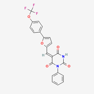 molecular formula C22H13F3N2O5 B4302742 1-phenyl-5-({5-[4-(trifluoromethoxy)phenyl]-2-furyl}methylene)pyrimidine-2,4,6(1H,3H,5H)-trione 