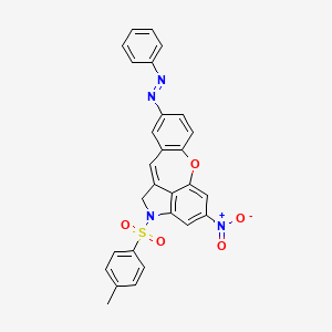 molecular formula C28H20N4O5S B4302766 2-[(4-methylphenyl)sulfonyl]-4-nitro-9-(phenyldiazenyl)-1,2-dihydro[1]benzoxepino[4,3,2-cd]indole 