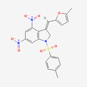 molecular formula C21H17N3O7S B4302775 3-[(5-methyl-2-furyl)methylene]-1-[(4-methylphenyl)sulfonyl]-4,6-dinitroindoline 