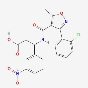 molecular formula C20H16ClN3O6 B4302868 3-({[3-(2-chlorophenyl)-5-methylisoxazol-4-yl]carbonyl}amino)-3-(3-nitrophenyl)propanoic acid 