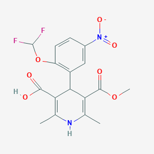 molecular formula C17H16F2N2O7 B4302870 4-[2-(difluoromethoxy)-5-nitrophenyl]-5-(methoxycarbonyl)-2,6-dimethyl-1,4-dihydropyridine-3-carboxylic acid 