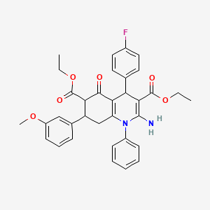 diethyl 2-amino-4-(4-fluorophenyl)-7-(3-methoxyphenyl)-5-oxo-1-phenyl-1,4,5,6,7,8-hexahydroquinoline-3,6-dicarboxylate