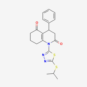 molecular formula C20H21N3O2S2 B4302913 1-[5-(isopropylthio)-1,3,4-thiadiazol-2-yl]-4-phenyl-4,6,7,8-tetrahydroquinoline-2,5(1H,3H)-dione 