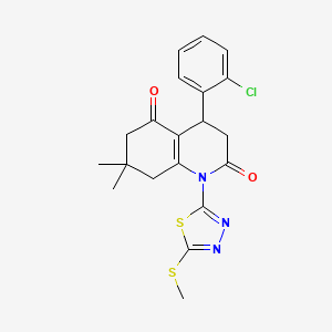 molecular formula C20H20ClN3O2S2 B4302979 4-(2-chlorophenyl)-7,7-dimethyl-1-[5-(methylthio)-1,3,4-thiadiazol-2-yl]-4,6,7,8-tetrahydroquinoline-2,5(1H,3H)-dione 
