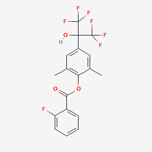 molecular formula C18H13F7O3 B4302985 2,6-dimethyl-4-[2,2,2-trifluoro-1-hydroxy-1-(trifluoromethyl)ethyl]phenyl 2-fluorobenzoate 