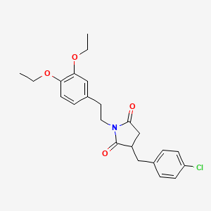 molecular formula C23H26ClNO4 B4303030 3-(4-chlorobenzyl)-1-[2-(3,4-diethoxyphenyl)ethyl]pyrrolidine-2,5-dione 