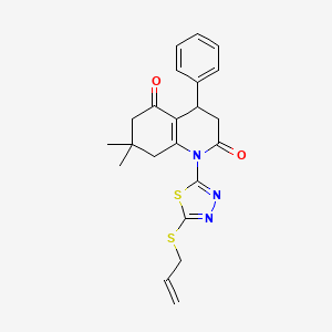 molecular formula C22H23N3O2S2 B4303074 1-[5-(allylthio)-1,3,4-thiadiazol-2-yl]-7,7-dimethyl-4-phenyl-4,6,7,8-tetrahydroquinoline-2,5(1H,3H)-dione 