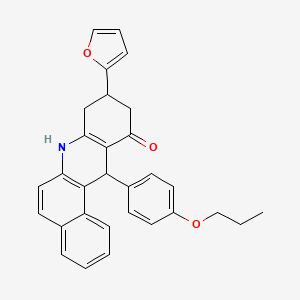 molecular formula C30H27NO3 B4303095 9-(2-furyl)-12-(4-propoxyphenyl)-8,9,10,12-tetrahydrobenzo[a]acridin-11(7H)-one 