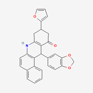 molecular formula C28H21NO4 B4303102 12-(1,3-benzodioxol-5-yl)-9-(2-furyl)-8,9,10,12-tetrahydrobenzo[a]acridin-11(7H)-one 