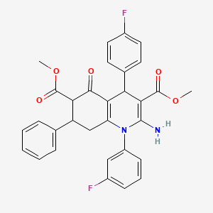 molecular formula C31H26F2N2O5 B4303133 dimethyl 2-amino-1-(3-fluorophenyl)-4-(4-fluorophenyl)-5-oxo-7-phenyl-1,4,5,6,7,8-hexahydroquinoline-3,6-dicarboxylate 
