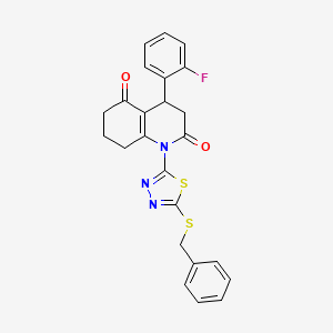 molecular formula C24H20FN3O2S2 B4303163 1-[5-(benzylthio)-1,3,4-thiadiazol-2-yl]-4-(2-fluorophenyl)-4,6,7,8-tetrahydroquinoline-2,5(1H,3H)-dione CAS No. 5817-14-1