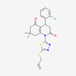 molecular formula C22H22ClN3O2S2 B4303180 1-[5-(allylthio)-1,3,4-thiadiazol-2-yl]-4-(2-chlorophenyl)-7,7-dimethyl-4,6,7,8-tetrahydroquinoline-2,5(1H,3H)-dione 