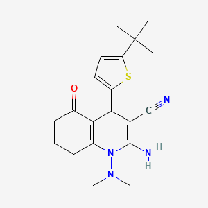 molecular formula C20H26N4OS B4303199 2-amino-4-(5-tert-butyl-2-thienyl)-1-(dimethylamino)-5-oxo-1,4,5,6,7,8-hexahydroquinoline-3-carbonitrile 