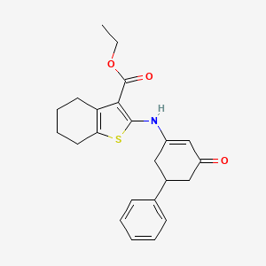molecular formula C23H25NO3S B4303220 ethyl 2-[(3-oxo-5-phenylcyclohex-1-en-1-yl)amino]-4,5,6,7-tetrahydro-1-benzothiophene-3-carboxylate 