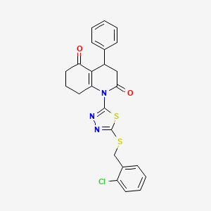 molecular formula C24H20ClN3O2S2 B4303262 1-{5-[(2-chlorobenzyl)thio]-1,3,4-thiadiazol-2-yl}-4-phenyl-4,6,7,8-tetrahydroquinoline-2,5(1H,3H)-dione 