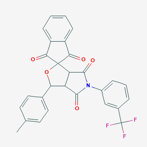 molecular formula C28H18F3NO5 B430329 1-(4-methylphenyl)-5-[3-(trifluoromethyl)phenyl]spiro[3a,6a-dihydro-1H-furo[3,4-c]pyrrole-3,2'-indene]-1',3',4,6-tetrone CAS No. 474760-36-6