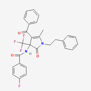 N-[4-benzoyl-5-methyl-2-oxo-1-(2-phenylethyl)-3-(trifluoromethyl)-2,3-dihydro-1H-pyrrol-3-yl]-4-fluorobenzamide