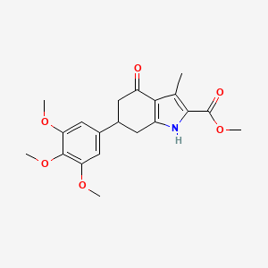 molecular formula C20H23NO6 B4303306 methyl 3-methyl-4-oxo-6-(3,4,5-trimethoxyphenyl)-4,5,6,7-tetrahydro-1H-indole-2-carboxylate 
