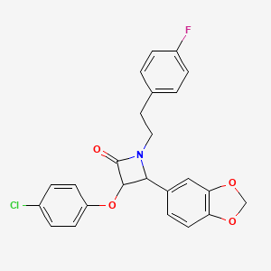 molecular formula C24H19ClFNO4 B4303313 4-(1,3-benzodioxol-5-yl)-3-(4-chlorophenoxy)-1-[2-(4-fluorophenyl)ethyl]azetidin-2-one 