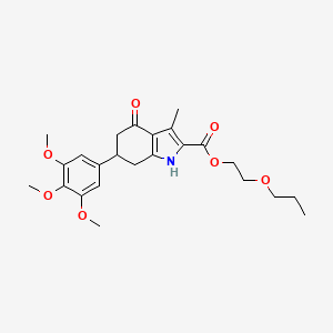 molecular formula C24H31NO7 B4303337 2-propoxyethyl 3-methyl-4-oxo-6-(3,4,5-trimethoxyphenyl)-4,5,6,7-tetrahydro-1H-indole-2-carboxylate 