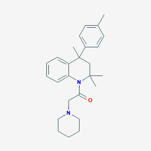 molecular formula C26H34N2O B430334 2-piperidin-1-yl-1-[2,2,4-trimethyl-4-(4-methylphenyl)-3H-quinolin-1-yl]ethanone 